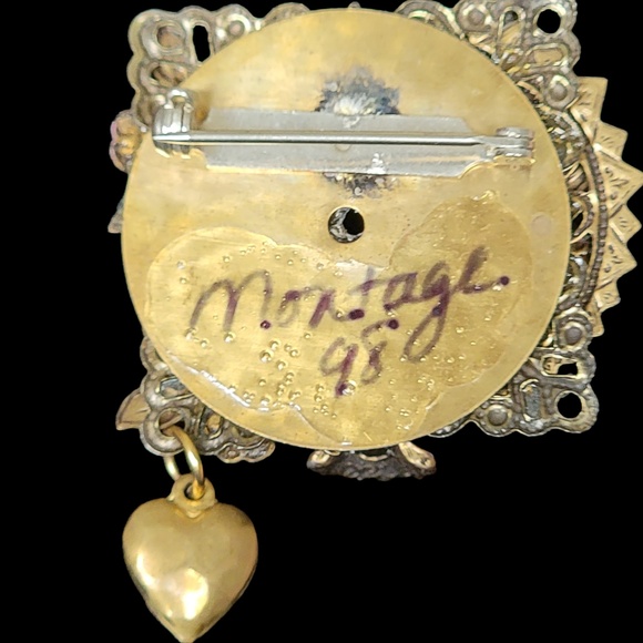 Vintage Montage‎ 1998 Brass Floral Basket Pin Brooch - Picture 4 of 5